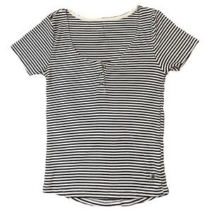 American Eagle Women’s Stretchy Black and White Striped T-Shirt Size Small